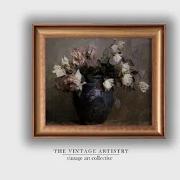 THE VINTAGE ARTISTRY Brown Roses Still Life Painting Wall Art-picture-41