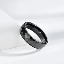 Yellow Chimes Men Stainless Steel Ceramic Sliver-Plated Band Ring-image-6