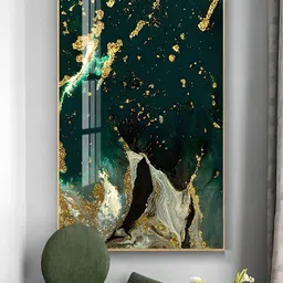 THE HANDMADE FLAIR Green & Golden-Color Agate Nordic Painting Wall Art-image-37