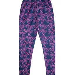 KiddoPanti Girls Pink & Navy Blue Butterfly AOP Printed Ankle-Length Leggings-picture-50