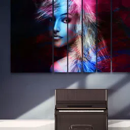 Casperme 5 Pieces Black & Blue Wooden Wall Art-image-19