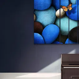 Casperme Blue 6 Pieces Abstract Wooden Modern Art Grill Frame Wall Painting-image-23
