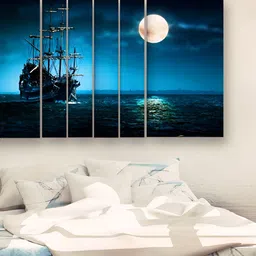 Casperme Blue 6 Pcs Modern Art Grill Frame Wooden Painting Wall Art-image-37