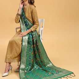 Dupatta Bazaar Floral  Woven Design Silk Dupatta-image-26