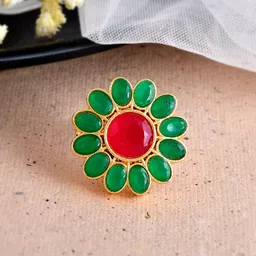 Silvermerc Designs Gold-Plated Stone-Studded Adjustable Finger Ring-picture-31