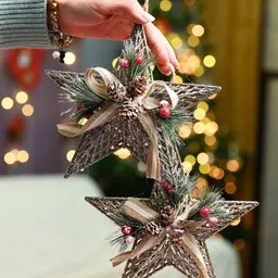 MARKET99 2-Pcs Silver & Beige Decoration Star Hanging-image-76