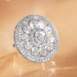 Rubans Rhodium Plated Adjustable Finger Ring-picture-27