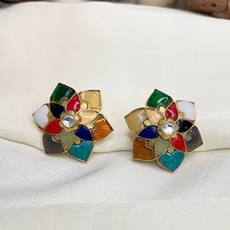 ABDESIGNS Gold-Plated Floral Studs Earrings-picture-48