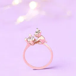 AMI Women Rose Gold-Plated Contemporary Cubic Zirconia Cute Teddy Brass Ring-image-59