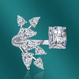 Designs & You Silver-Plated CZ Studded Finger Ring image 2