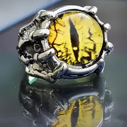 KARISHMA KREATIONS Stainless Steel Stone-Studded Dragon Evil Eye Finger Ring image 2