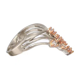 Priyaasi Silver-Plated Crown-Shaped American Diamond Finger Ring image 2