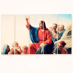 Casperme Blue & Orange 5 Pieces Jesus Wooden Wall Arts-image-47