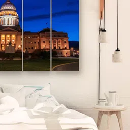 Casperme Blue & Brown 5 Pieces Wooden Skyline Painting Wall Art-image-28