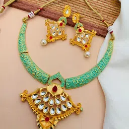 ABDESIGNS Gold-Plated Kundan Studded Meenakari Jewellery Set image 2