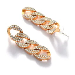 SOHI Gold-Plated Contemporary Drop Earrings image 3