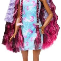 barbie Fun & Fancy Hair Doll with Extra-Long Colorful Black Hair & Styling Accessories image 3