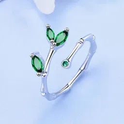 Yellow Chimes Silver-Plated Adjustable Crystal Women Finger Ring image 3