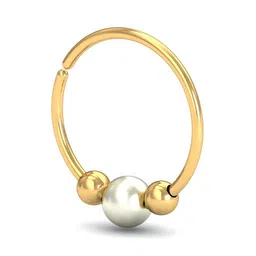 KUBERBOX 18KT Gold & Pearl Nose Ring  -0.51gm image 2
