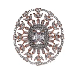 Anouk Rose Gold-Plated AD-Studded Flower Shaped Brass Finger Ring image 3