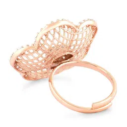 AMI Rose Gold-Plated Cubic Zirconia-Studded Adjustable Finger Ring image 3