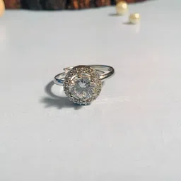 ABDESIGNS Silver-Plated Artificial Stones Studded  Adjustable Finger Ring image 4