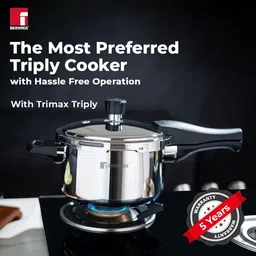 bergner Trimax Triply Stainless Steel Outer Lid 5 L Induction Bottom Pressure Cooker image 3