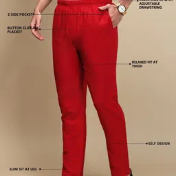 white heart Pack of 2 Ethnic Wear Viscose Blend Elasticated Waist with Side Pockets Men Pyjama image 4