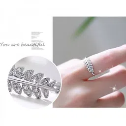 VIEN Silver-Plated CZ-Studded Adjustable Finger Ring image 5