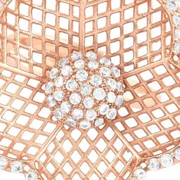 AMI Rose Gold-Plated Cubic Zirconia-Studded Adjustable Finger Ring image 4