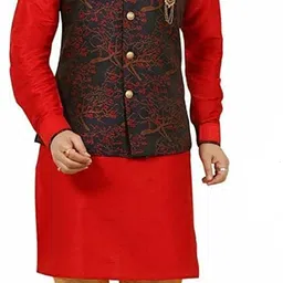 ethzy Men Jacquard Kurta Pyjama Ethnic Jacket Set-picture-17