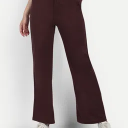 broadstar Women Loose Fit Brown Cotton Blend Trousers-picture-25