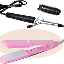 MARSELITE Hair Curler or Hair Crimper Machine for Girls (Crimper+Curler) Combo Pack Electric Hair Styler-image-60