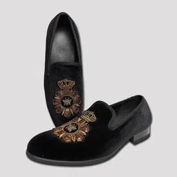 house of davinch Men Velvet Slip On Shoes Stylish Embroidered Party Wear Comfortable Footwear Loafers For Men image 4