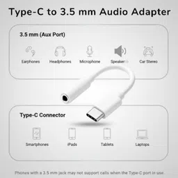 ElctroTech USB-C to 3.5mm Audio Jack Connector/Adapter White Elctro-2.0 Phone Converter image 5