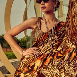 Mitera Animal Printed Satin Saree image 2