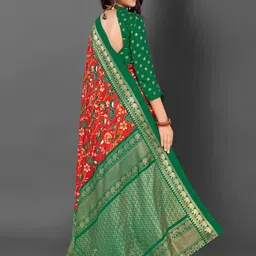 Mitera Floral Zari Pochampally Saree image 3