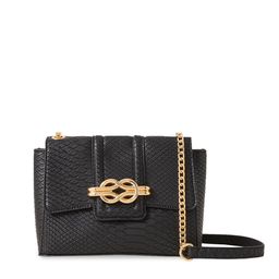 Accessorize London Women's Faux Leather Black Snaffle Detail Faux Croc Sling Bag-picture-33