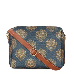 THE CLOWNFISH Isla Women Peacock Blue Ethnic Motifs Structured Sling Bag image 1
