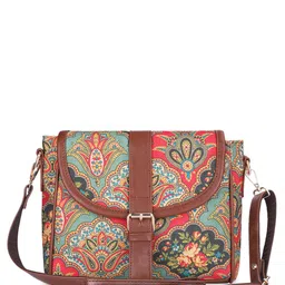 THE CLOWNFISH Ethnic Motifs Printed Structured Sling Bag-picture-16