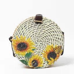 HABERE INDIA Beige Floral Printed Structured Sling Bag image 2