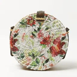 HABERE INDIA White Textured Structured Hobo Bag with Applique image 3