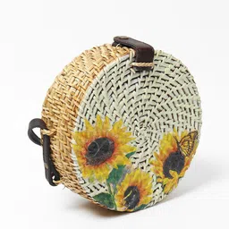 HABERE INDIA Beige Floral Printed Structured Sling Bag image 3