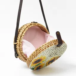 HABERE INDIA Beige Floral Printed Structured Sling Bag image 5