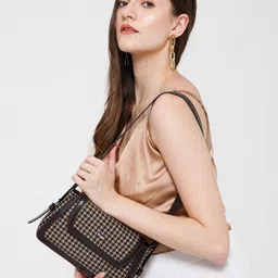 Berrylush Checked Structured Cotton Sling Bag image 2