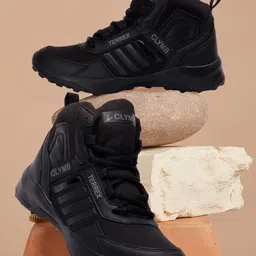 CLYMB Men Black Comfort Fit Synthetic Winter Boots-image-12