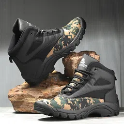 Leo's Fitness Shoes Men Mid Top Printed Platform Heel Hiking Boots-picture-40