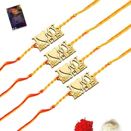 Silver Shine Set Of 4 Rakhi With Roli Chawal Greeting Card-picture-44