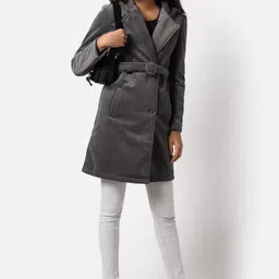 Campus Sutra Notched Lapel Collar Longline Overcoat image 4