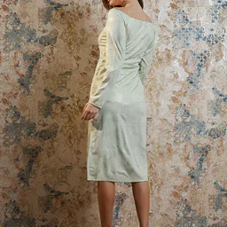 Shally Bhasin by Athena Self Design V-Neck Long Sleeve Sheath Dress image 5